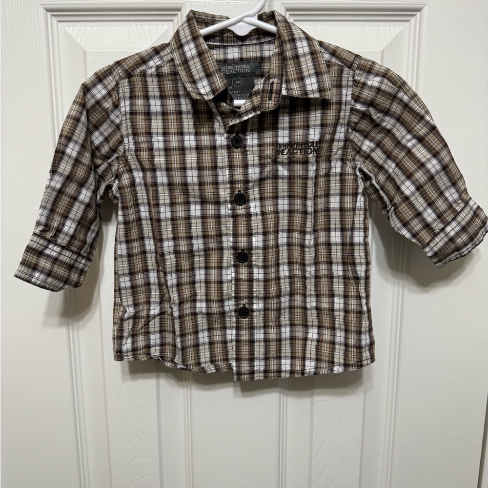 Kenneth Cole Reaction Kids Brown Checkered Shirt